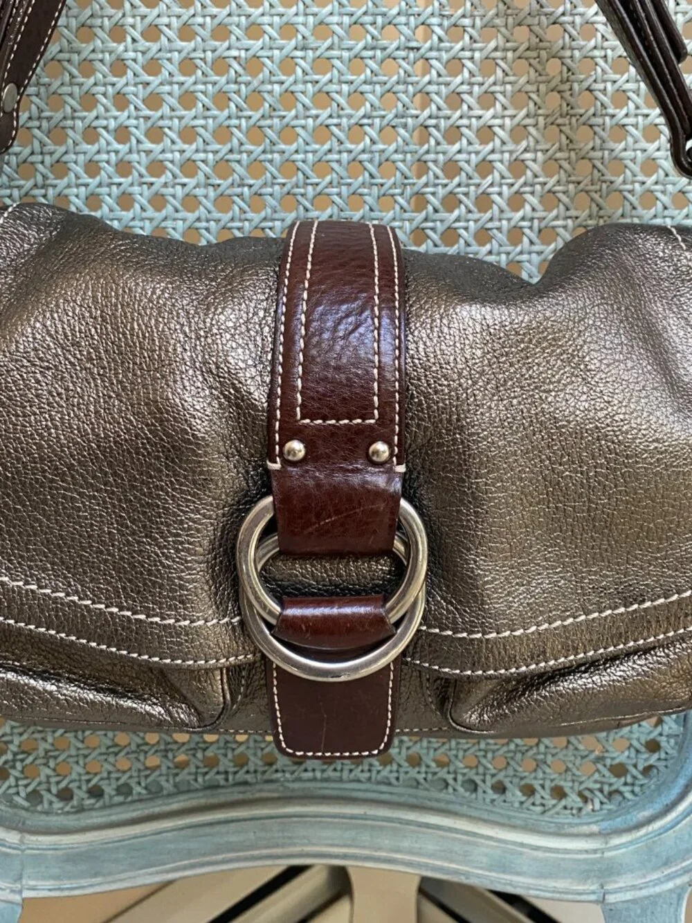 Vintage Coach Metallic Leather Chelsea Flap Bag